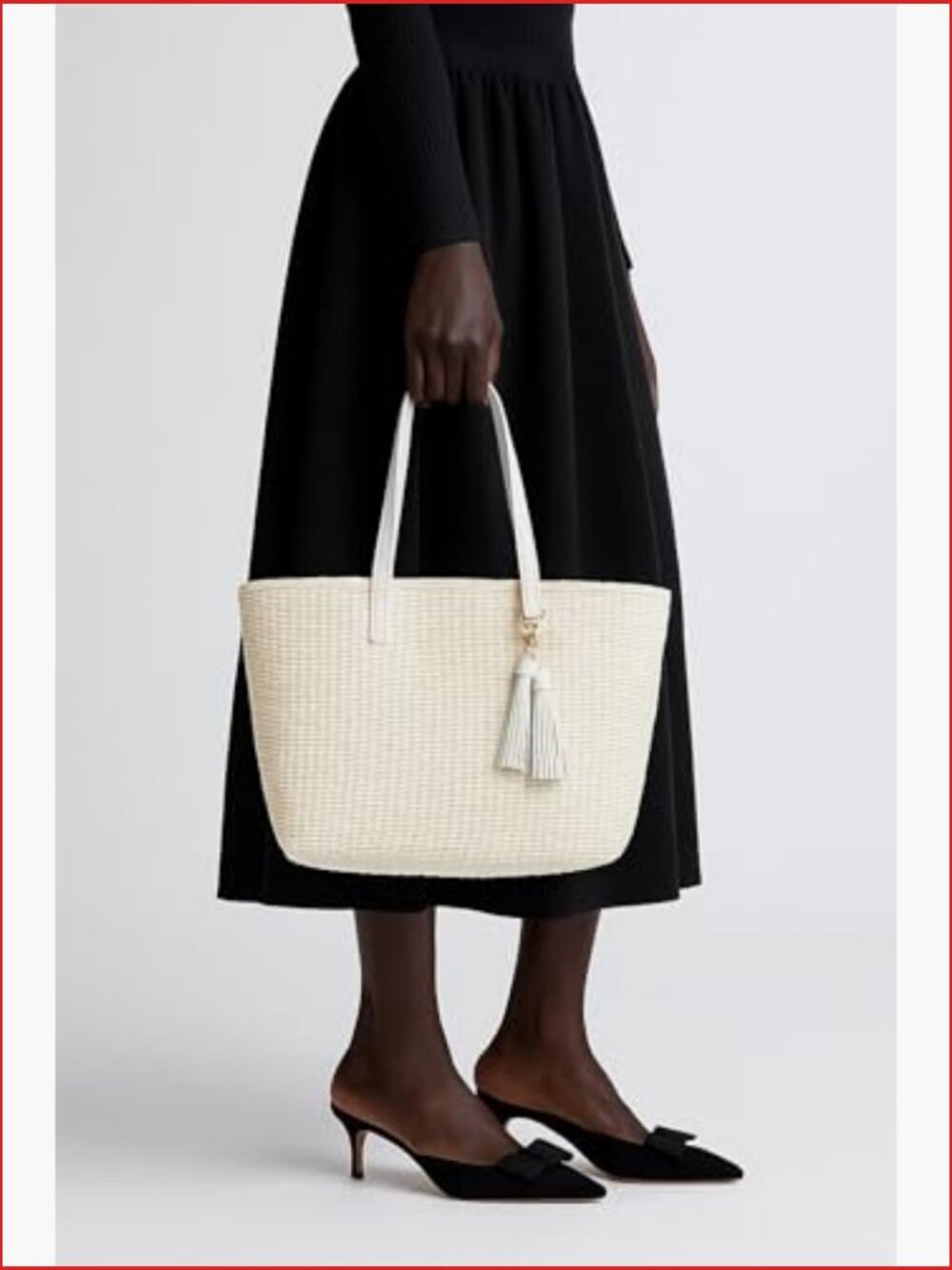 M Size Straw Tote Bag Woven Handmade Shoulder Bag Handbag - Picture 5 of 7